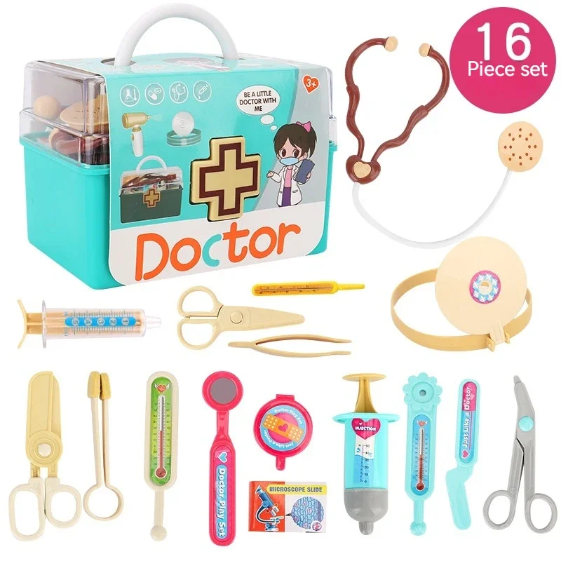 Simulação de Little Doctor e Nurse Suit para Crianças, Estetoscópio, Jogando Caixa Médica, Girl's Play House, Toy Gift