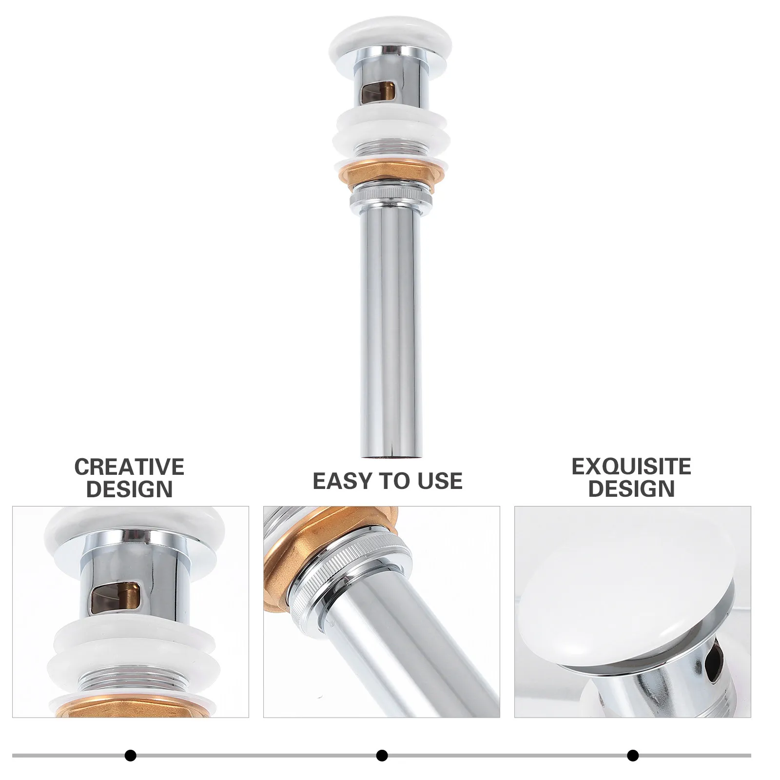 Copper Pops Up Waste Plug Bathroom Sink Drain Stopper Slotted Push Button Overflow Compatible Anti Clogging Drain Strainer Heavy