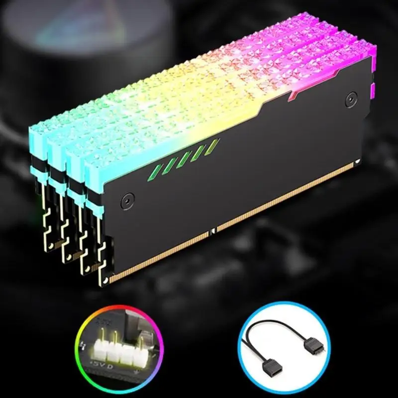 

Y1UB Memory Heatsink Cooling 5V 3PIN ARGB for Desktop Computer Memory DDR3 DDR4 DDR5 Temperature Dissipation Aluminum