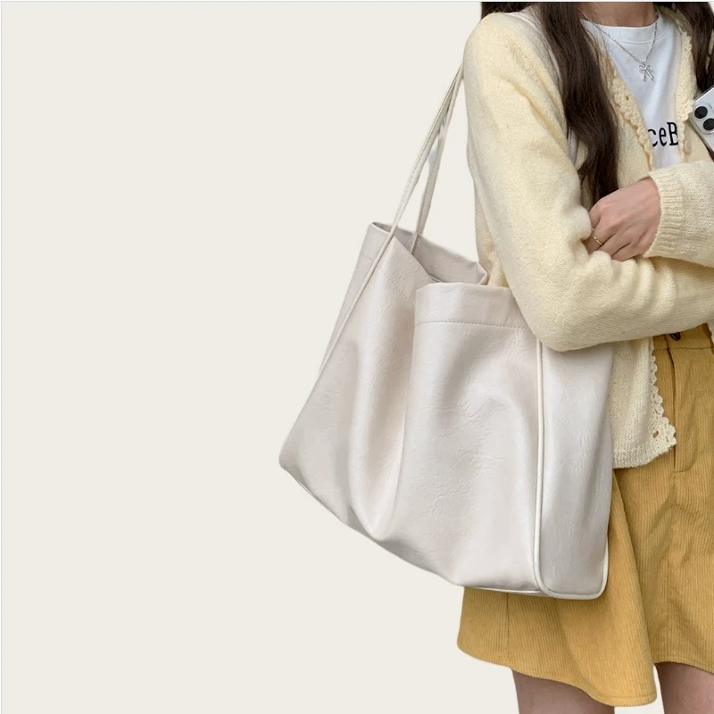 

Fashionable Trendy Large Capacity Women's Shoulder Tote Bag Commuter Version Lazy Korean Style New Model Soft PU Leather