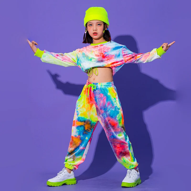 2022 neue Hip hop stil mädchen tragen, multicolor pullover, informelle mädchen hosen, ballroom tragen, bühne tragen, Karneval tragen