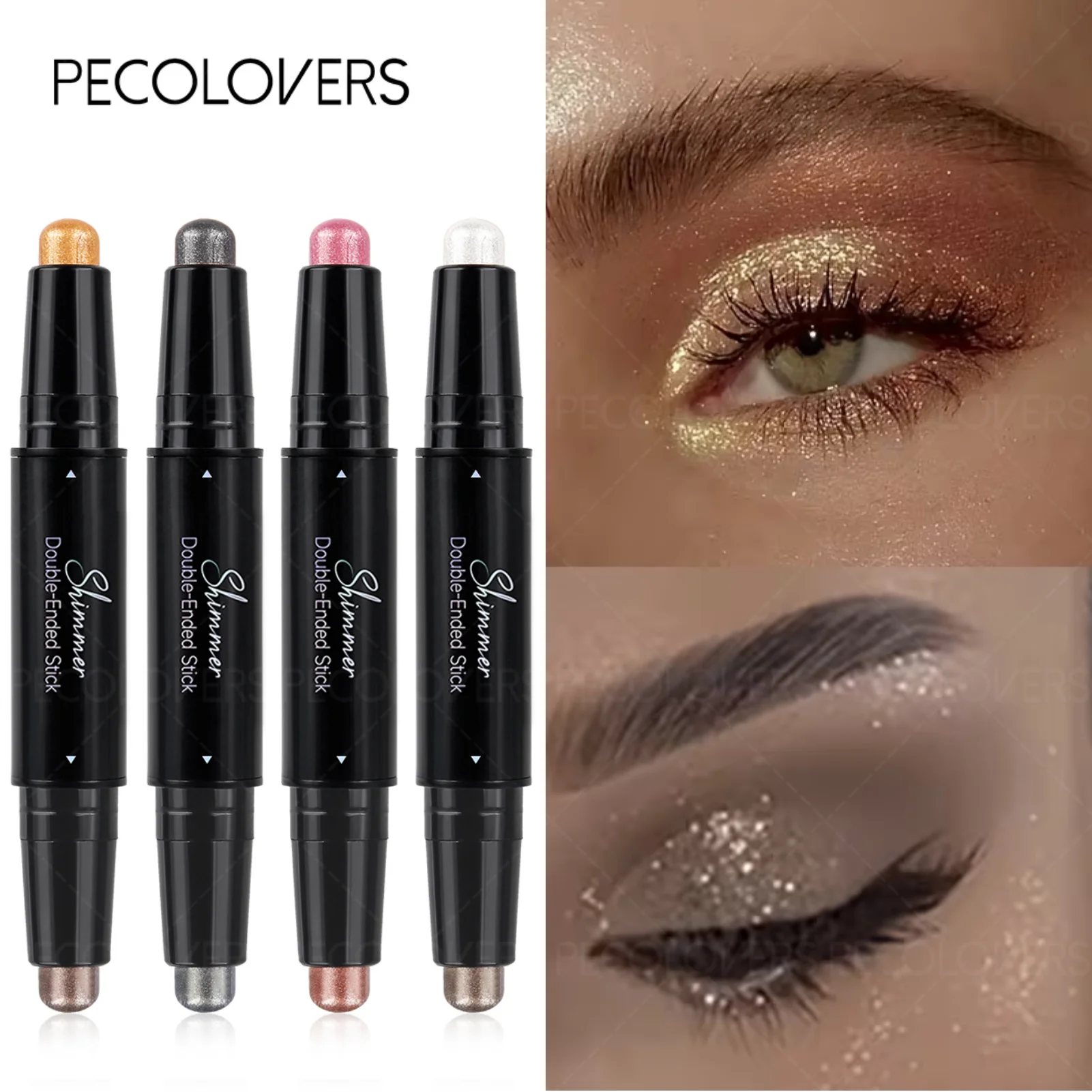 Weihnachten 1PC doppelseitiger Glitzer-Lidschattenstift – schimmernd bunt hochpigmentiert, perfekt für Festival-Augen-Make-up