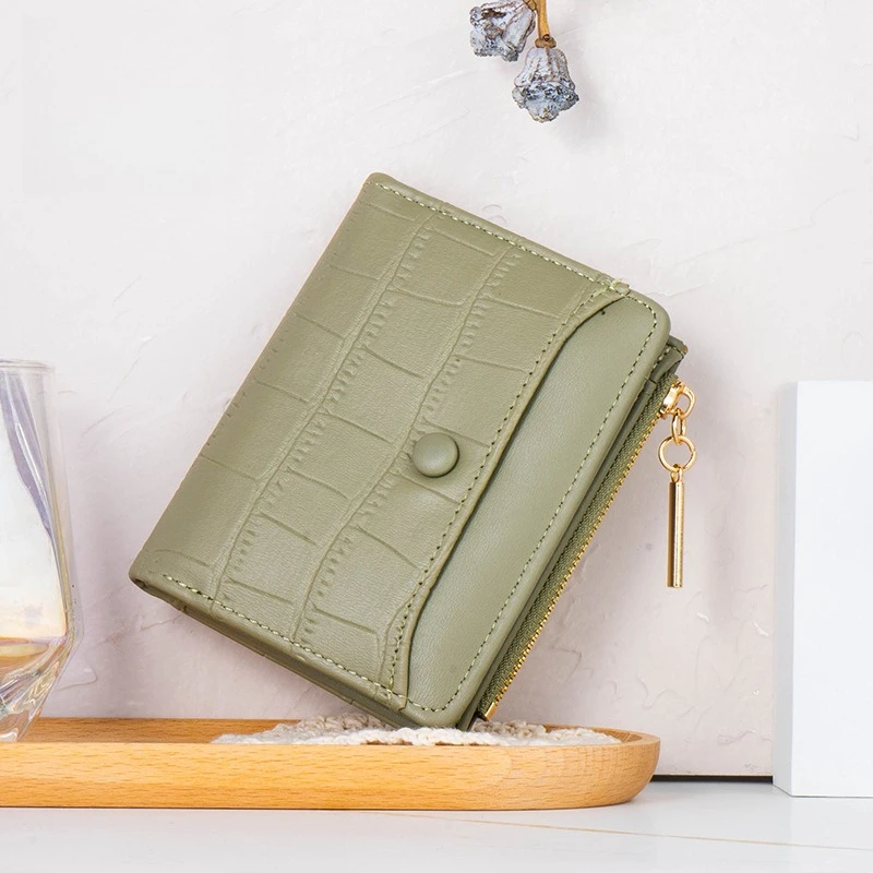 กระเป๋าสตางค์ผู้หญิงอเนกประสงค์แบบซิป PU ใส่เหรียญได้ รุ่นใหม่บางเฉียบ กระเป๋าสตางค์ใบเล็กแบบสั้นสำหรับผู้หญิง