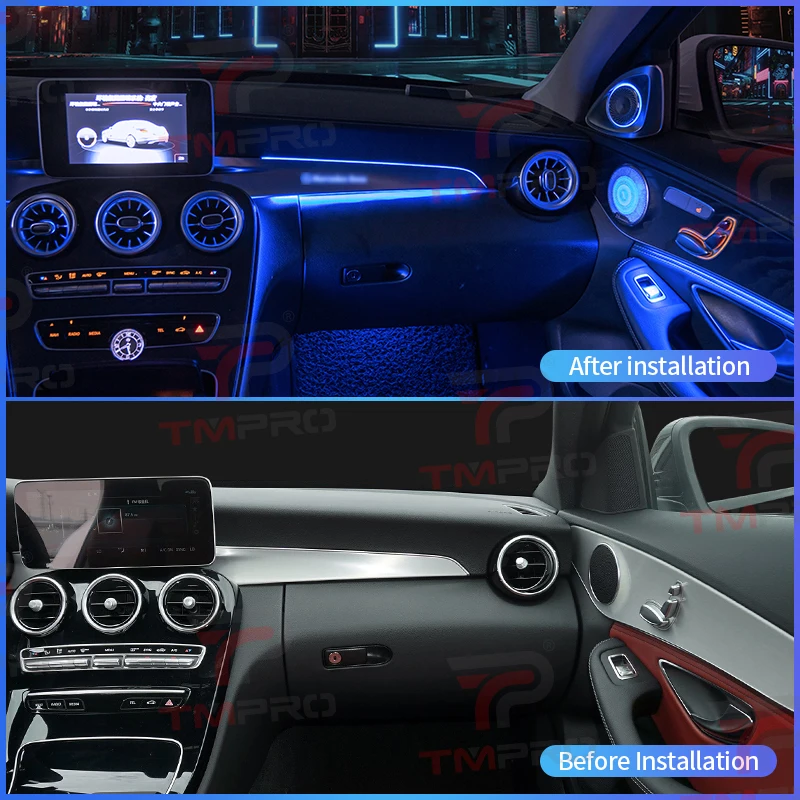 TMPRO Ambient Light 3/12/64 Colours For Mercedes-Benz C/GLC Class Coupe  W205 C43 C63 X253 LED Vents Speaker