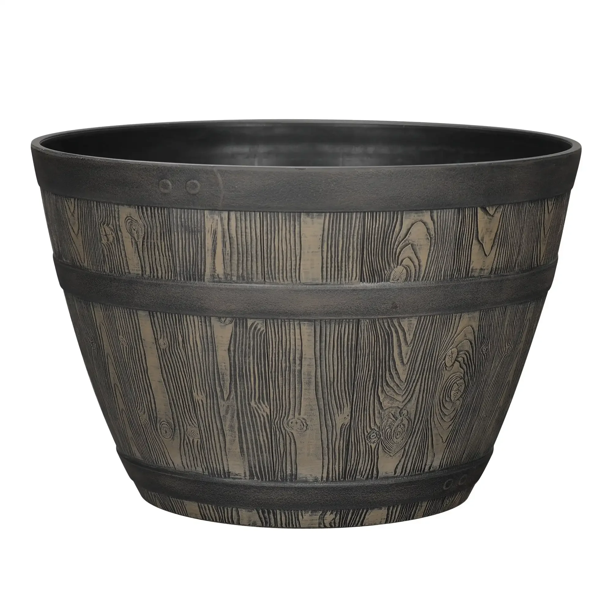 

Maceta de Resina Color Barril de Whiskey, 15,8 x 15,8 x 10,3 дюйма