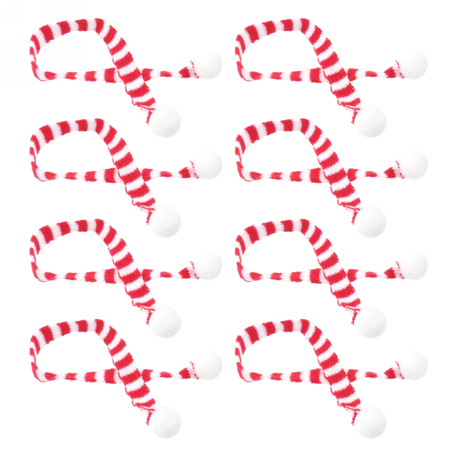 

8Pcs Mini Striped Scarves for Bottle Small Red Xmas Party Ornament Christmas Bottle Cover Decorations Holiday Gifts