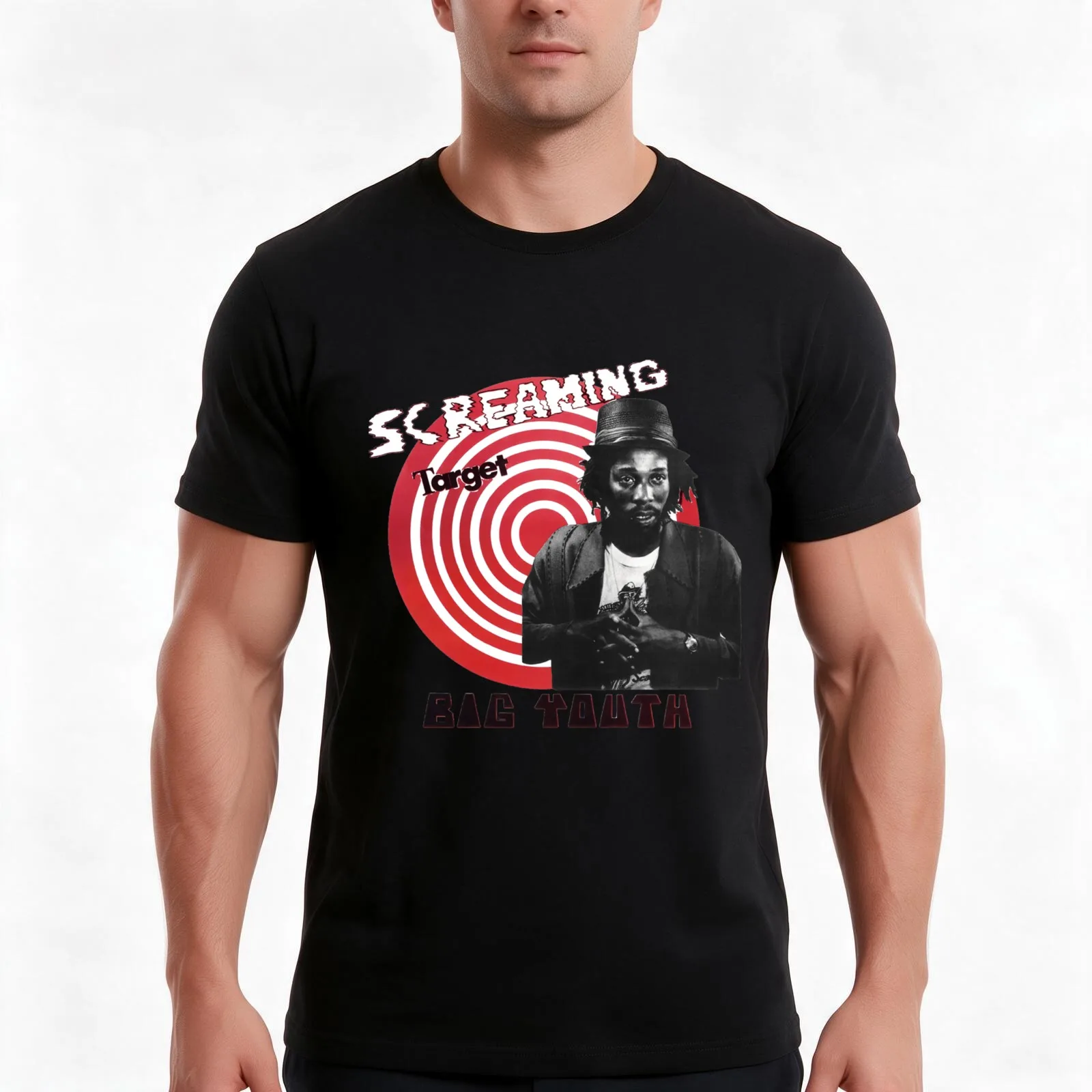 Big Youth Screaming Target T-Shirt, Summer Casual Cotton Tee, Oversized Streetwear Tops, Vintage Graphic Print, Unisex Men Women