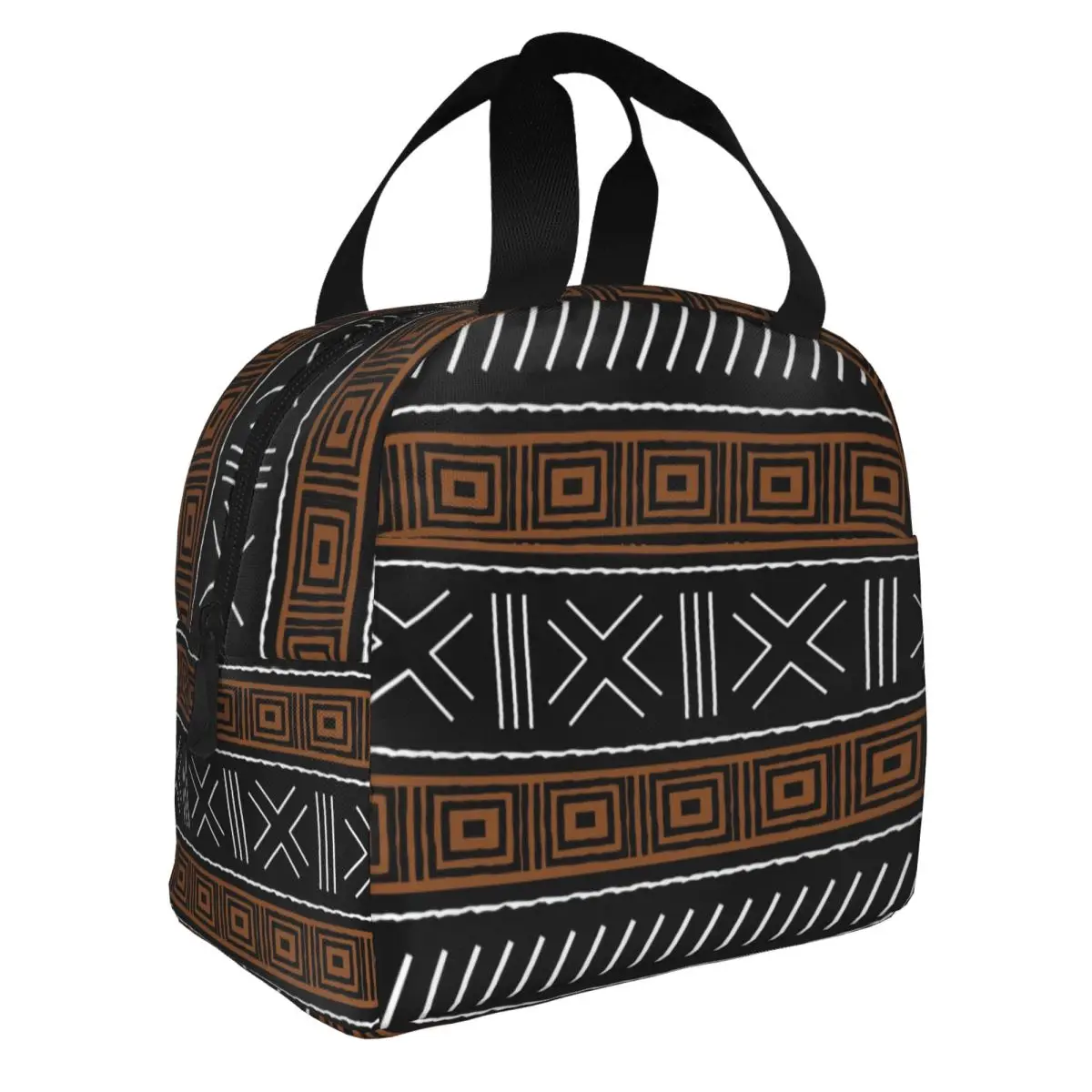 Traditional African Ethnic Tribal Ankara Geometric Art Lunch Bag Women Cooler Thermal Insulated Lunch Boxes for Office