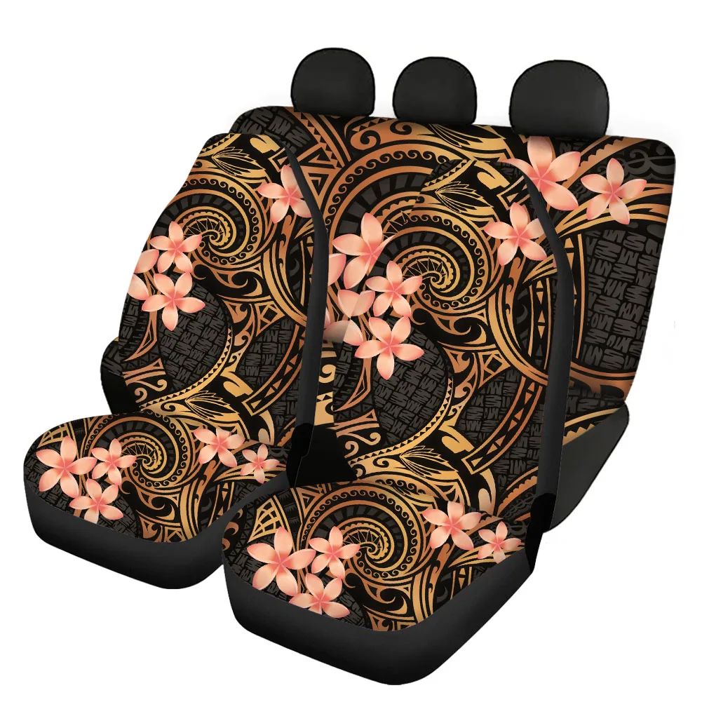 INSTANTARTS Automobile Seat Protector Samoan Polynesian Plumeria Print Comfort Front and Rear Anti-Slip New Car Seat Cushion