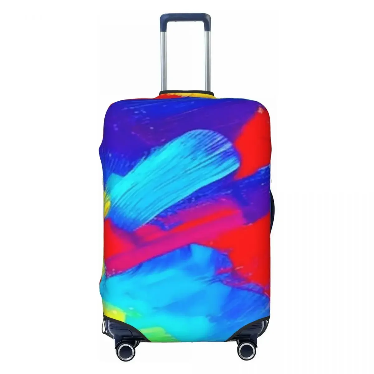 Abstract Paint Brush Suitcase Cover Red Blue Yellow Strectch Business Protection Luggage Supplies Flight