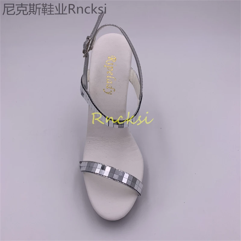 13cm Transparent sandals women\'s summer shoes new silver Joker fashion super high heels women\'s shoes