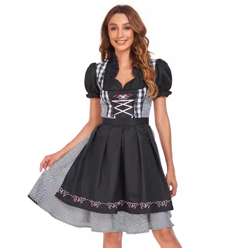 

NEW Dirndl Munich Oktoberfest Costume Alps Pubs Clubs Lace Up Outfit Cosplay Carnival Fancy Party Dress