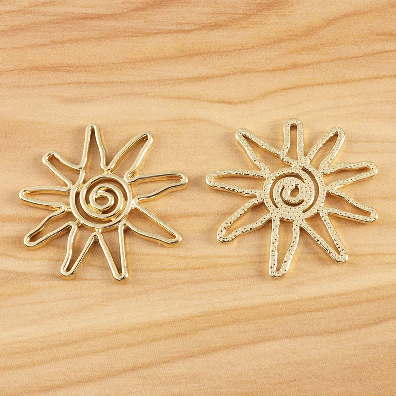10 Pieces Gold Color Vortex Sun Flower Charms Pendants for DIY Earrings Jewellery Making Findings Accessories 31x31mm