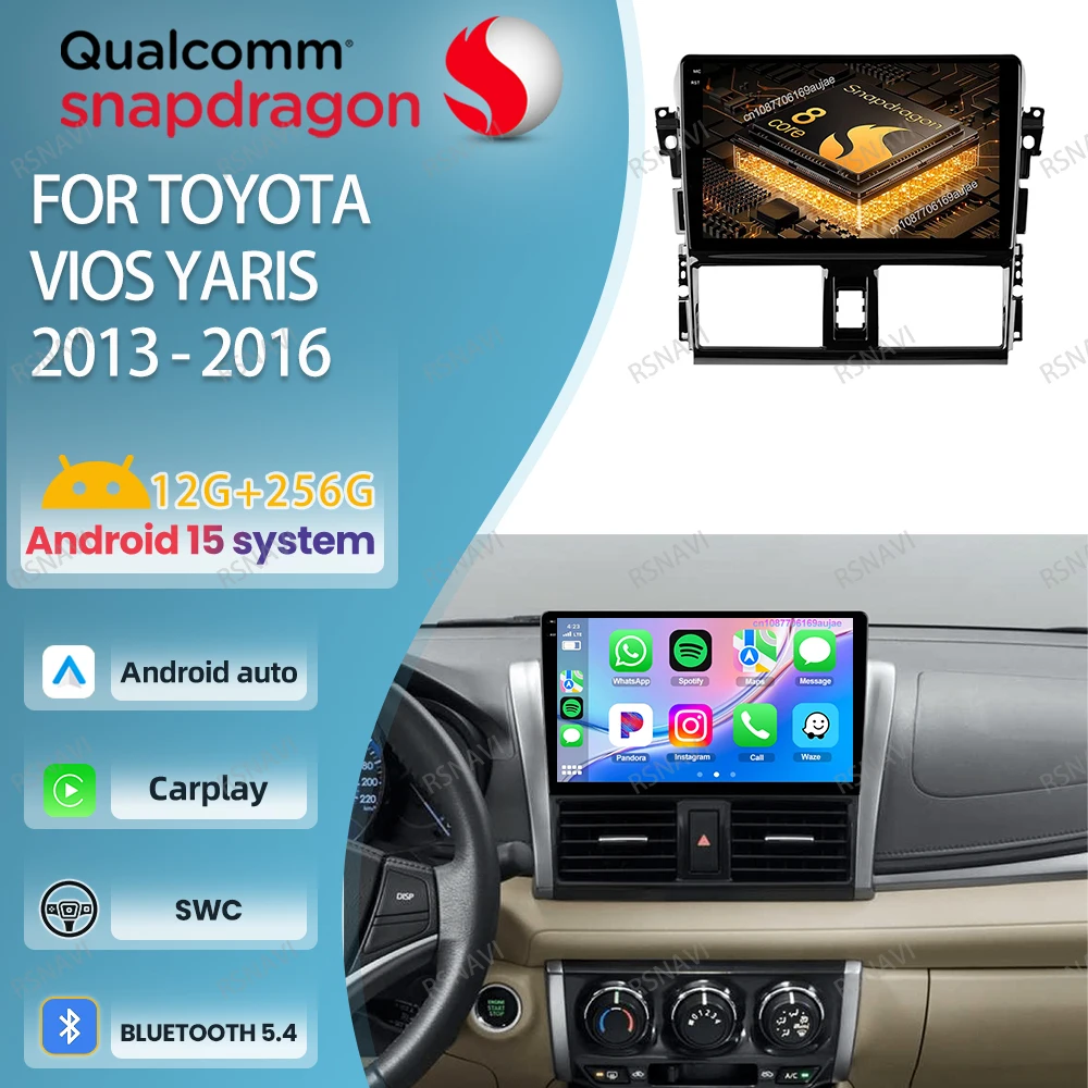 

Автомобильный радиоприемник Android 15 для TOYOTA VIOS YARIS 2013-2016 4G LTE Viedo Player BT Стерео навигация Qualcomm Авторадио Мультимедиа