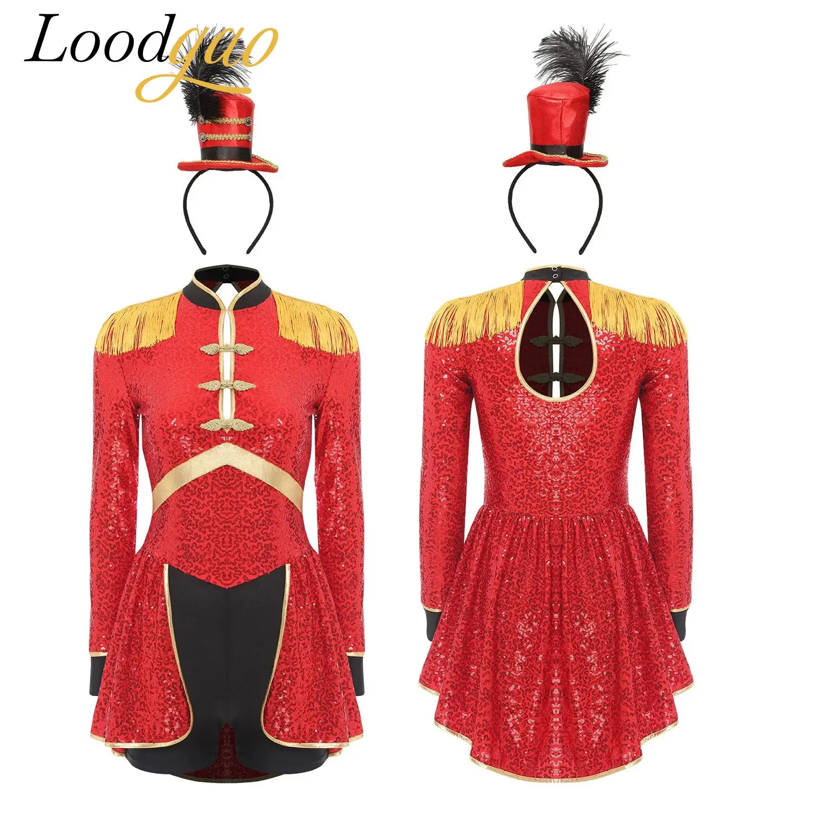 Uniforme de Banda de Marcha para Mujer, Disfraz de Majorette, Director de Banda, Cosplay, Circo, Maestro de Ceremonias, Mago, Espectáculo, Domador de Leones, Disfraz Elegante