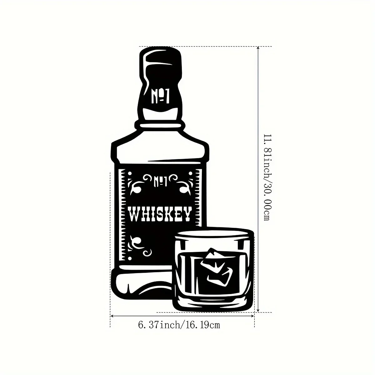 1pc Metal  Whiskey Bottle Wall Art | Iron Bar Decor with 
