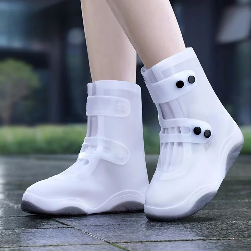 Waterproof Shoe Covers Thickened Non-Slip Double Sole Reusable Rain Boot Protectors Portable Tall Overshoes for Adults