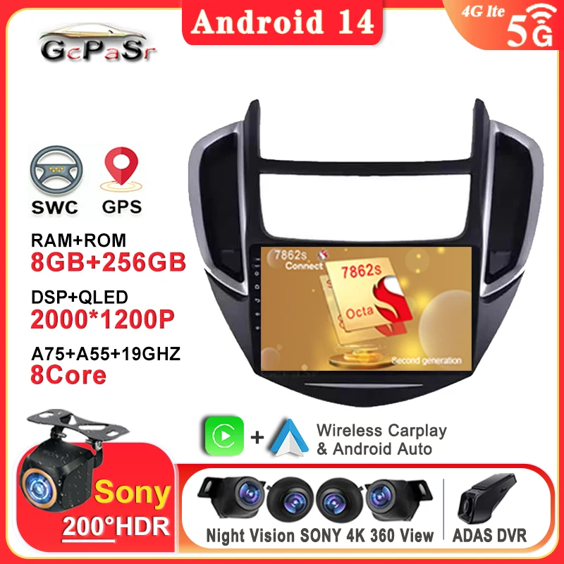 

Android 14 Car Radio For Chevrolet Trax 2014 - 2016 Multimedia Video Player Auto Stereo GPS Navigation Carplay Head Unit Screen