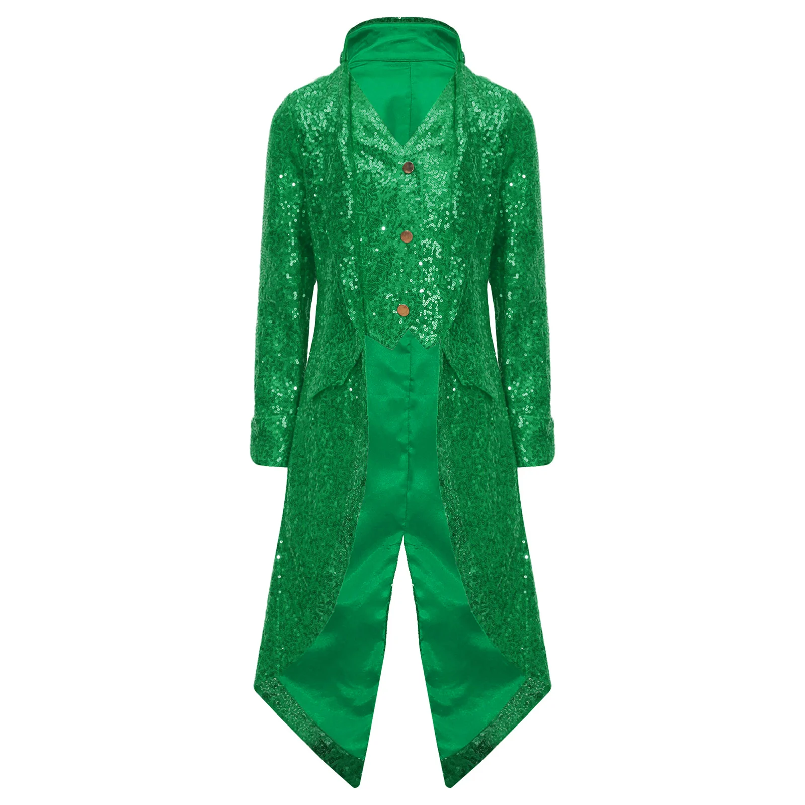 Kids Boys Halloween Medieval Renaissance Costume Sparkly Sequins Victorian Tailcoat Jacket Frock Coat Long Sleeve Gothic Tuxedo