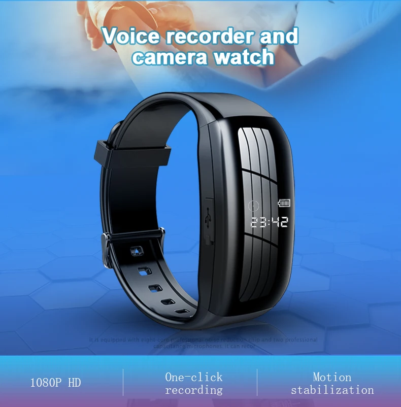 versteckt Spion 1080P HD DV Professionelle Mini-Kamera-Uhr Digitaler Sprach- und Videorekorder Armband-Diktiergerät Kleiner Mikro-Soundrekorder für Zuhause – Detail 1