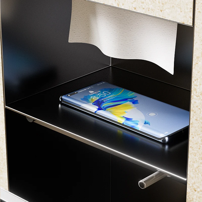 Hidden stainless steel niche toilet toilet embedded trash can tissue box rack can be customized wall cabinet