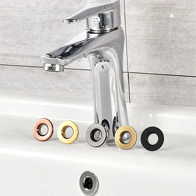 Bathroom Faucet Sink Basin Overflow Cover Brass Six-foot Ring Insert Replacement Hole Cover Cap Chrome Trim Bathroom Accessories