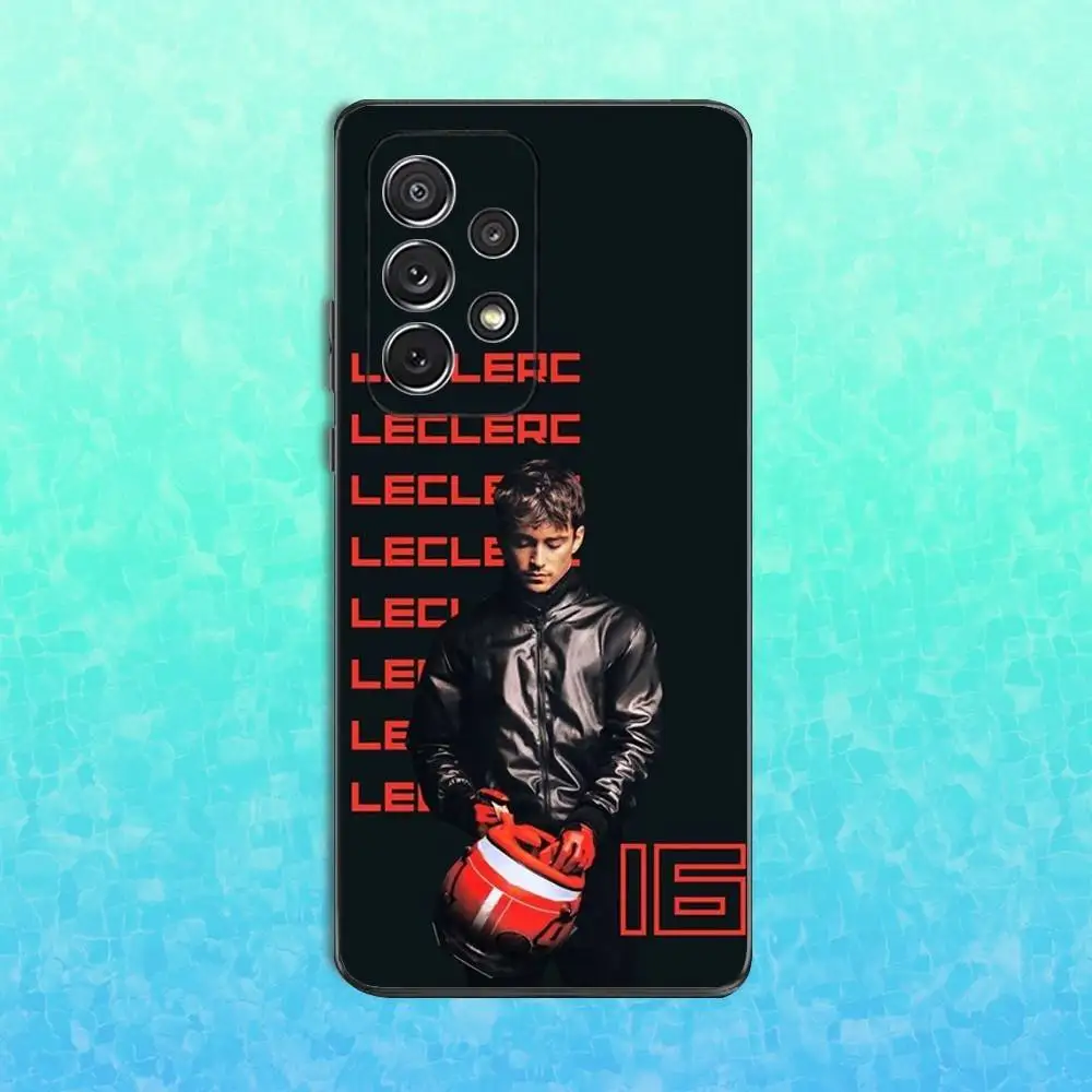 Casing Ponsel F1 C-Charles L-Leclerc-16 untuk Samsung S25,S24,S23,S22,S21,S20,S10,Ultra,Plus,Lite,FE, Sampul Hitam Silikon Lembut