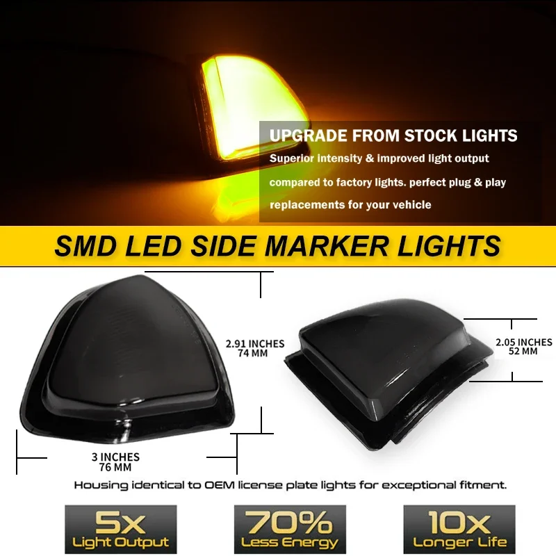 For Dodge Ram 1500 2500 3500 4500 5500 Side Mirror Lights Amber Turn Signal Lights White Parking Light/DRL 68302828AA 68302829AA