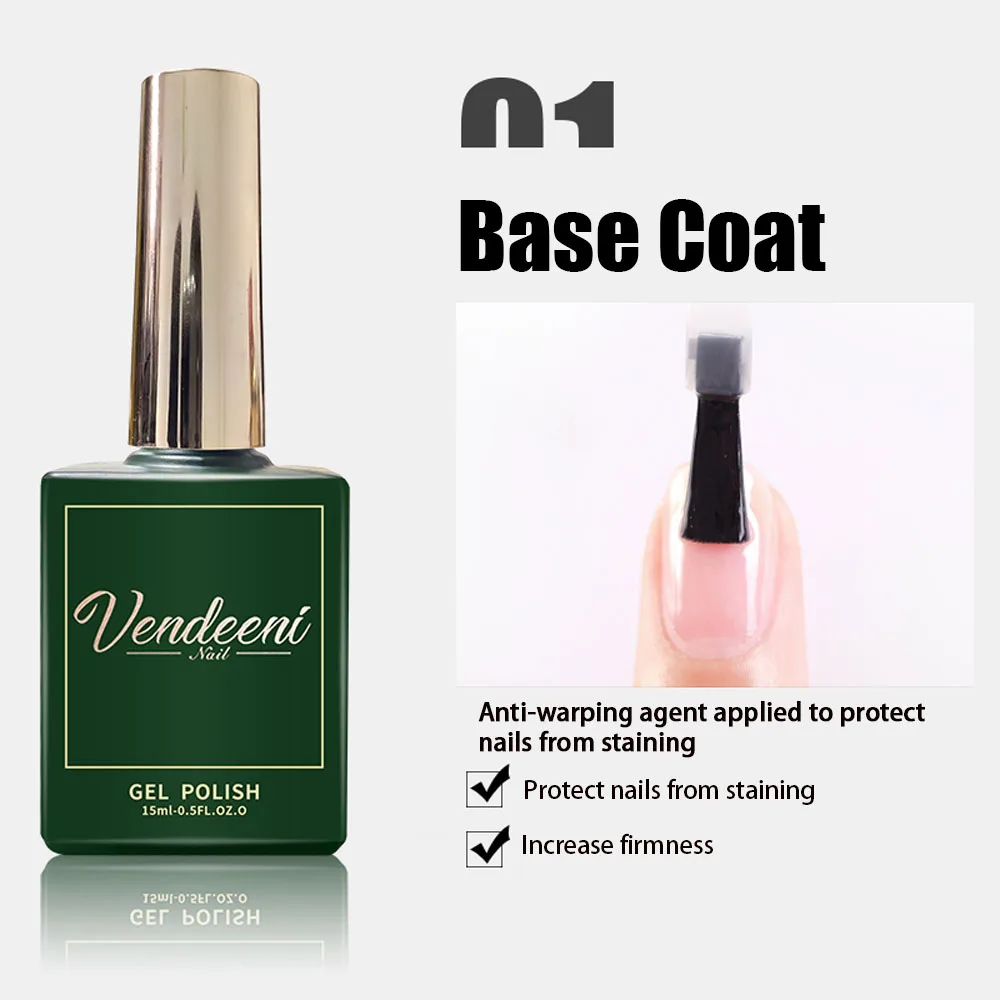 Vendeeni 15Ml Chức Năng Gel Nail Polish Cơ Sở Top Coat Ủ Tăng Cường Hoa Gel Chuyển Lá Gel Nail Remover Véc Ni