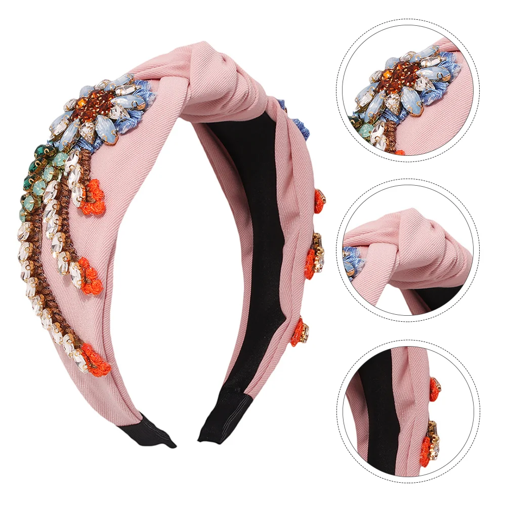 

Vintage Headband Bridal Hair Accessories Rhinestone Decor Headdress Hairband Fashion Retro Hoop Embroidery Girl Bride