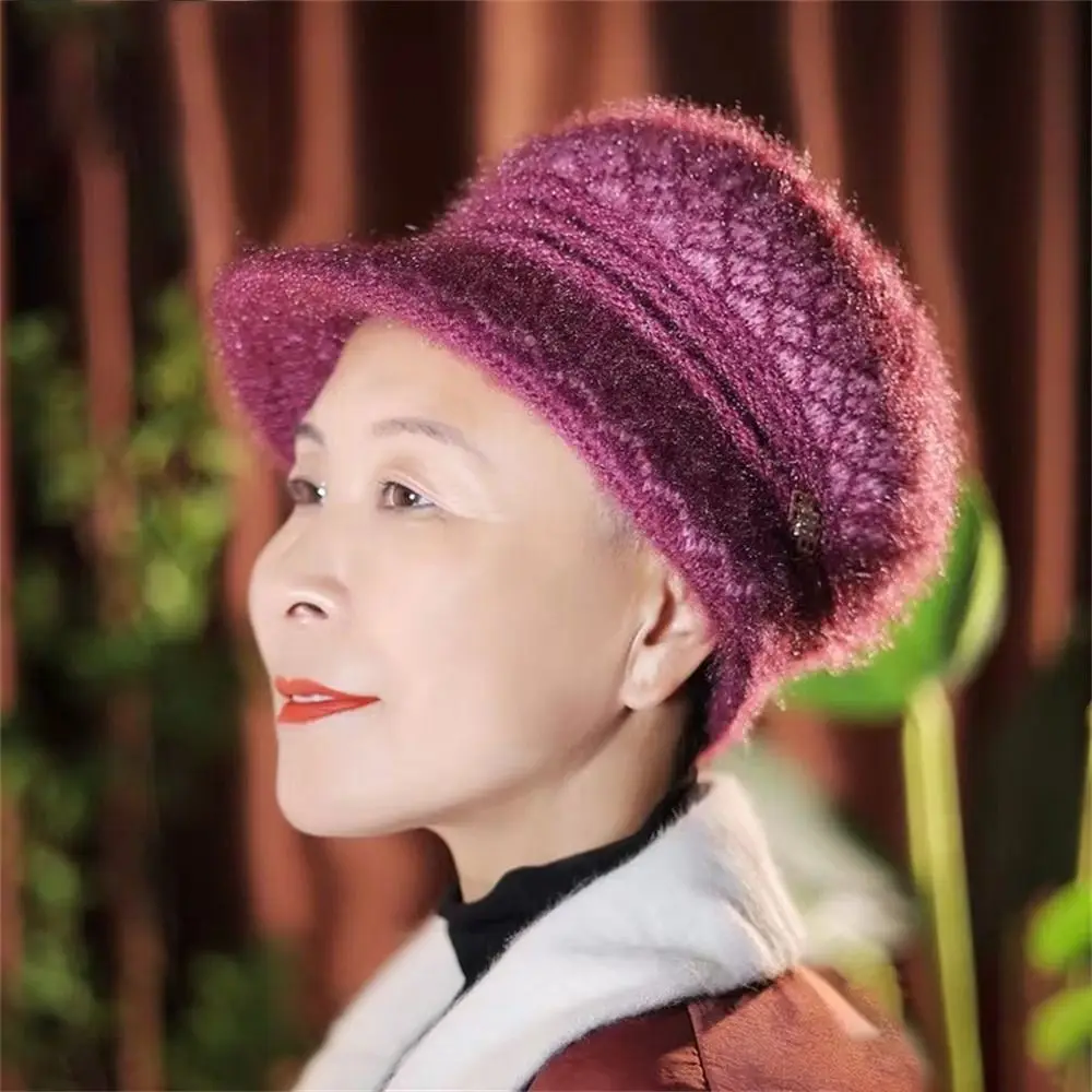 Gorro de punto de felpa suave informal, gorros gruesos para mantener el calor, gorro de ala corta a prueba de viento para Otoño e Invierno