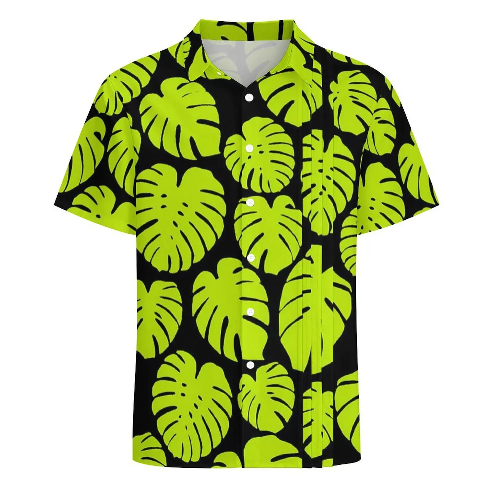 Camisa de verão férias monstera folha blusas limão impressão vintage camisas casuais masculinas de manga curta streetwear roupas de grandes dimensões