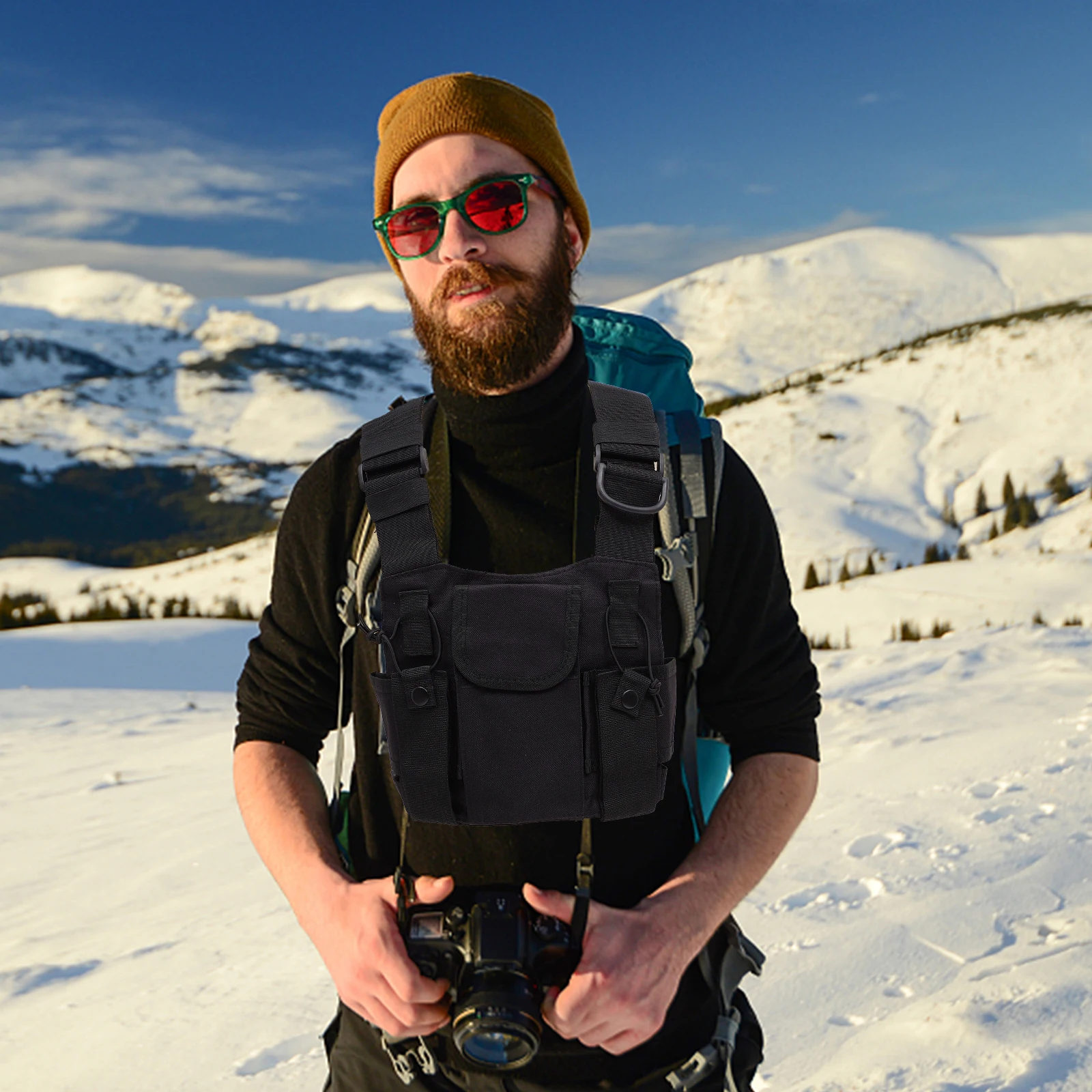 

Bag Nylon Durable Adjustable For Running Hiking Radio Chest Harness Radio Harness Walkie Holder Chest Pack