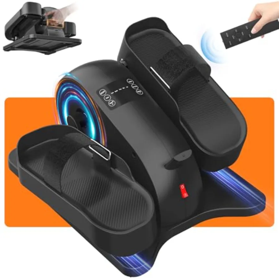 

Under Desk Elliptical Machine for Senior Mini Elliptical Leg Exerciser with Remote Quiet Portable Electric Seated Foot Pedal Ex