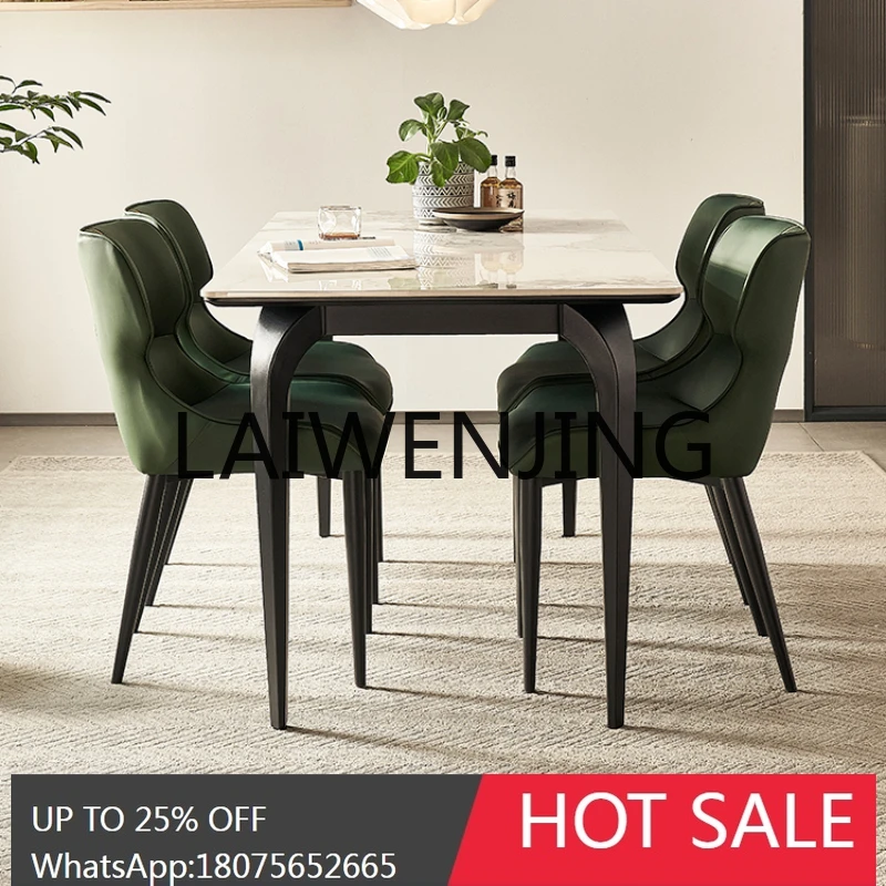 Picture 3: LYY  Stone Plate Dining Tables and Chairs Set Small Apartment Rectangular Bright Pure White Dining Table