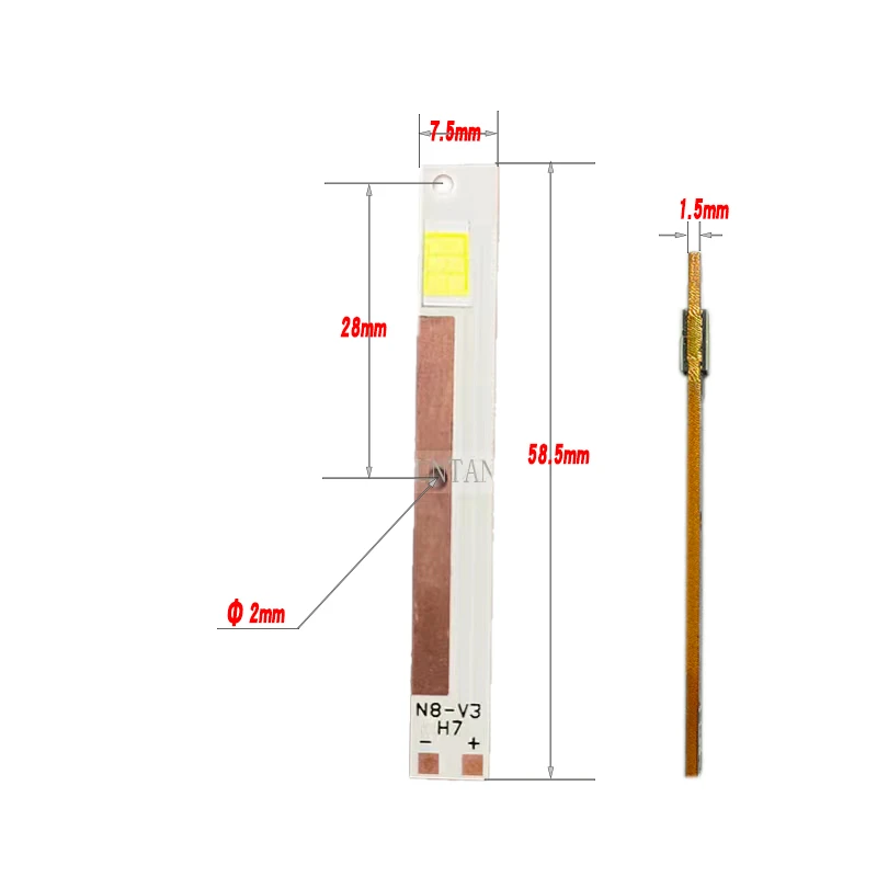 LED car light beads 55mil 6 chip white 3570 double-sided light-emitting single LED beads 30W H4 H7 near and far integrated