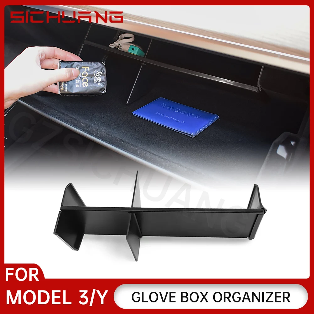 

Glove Box Divider Organizer Partition Plates Storage Holder Glovebox Container For Tesla model 3 Y 2022 2023 Car Accessories