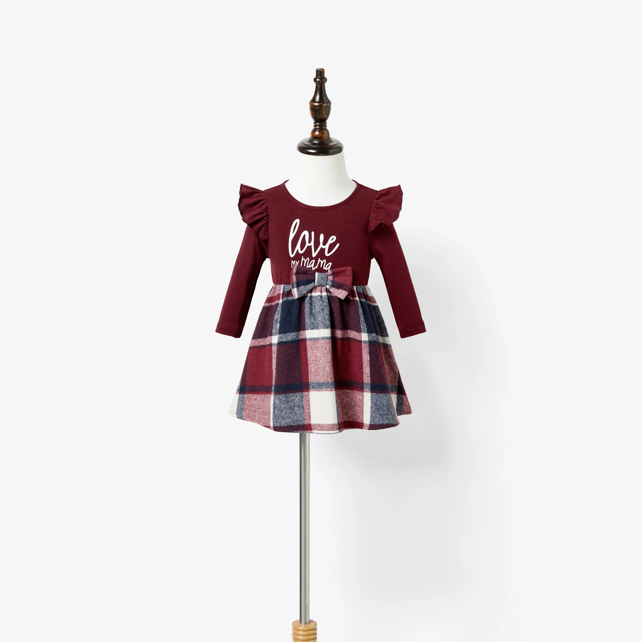 PatPat Family Matching Casual Long Sleeve Plaid Design Shirts and Knit Splicing Belted Dresses Sets