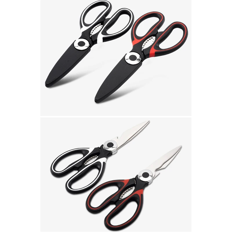 

Rustproof Multifunctional Kitchen Scissors High-Carbon Stainless Steel Scissors with Non-Slip Serrations with Bottle Opener