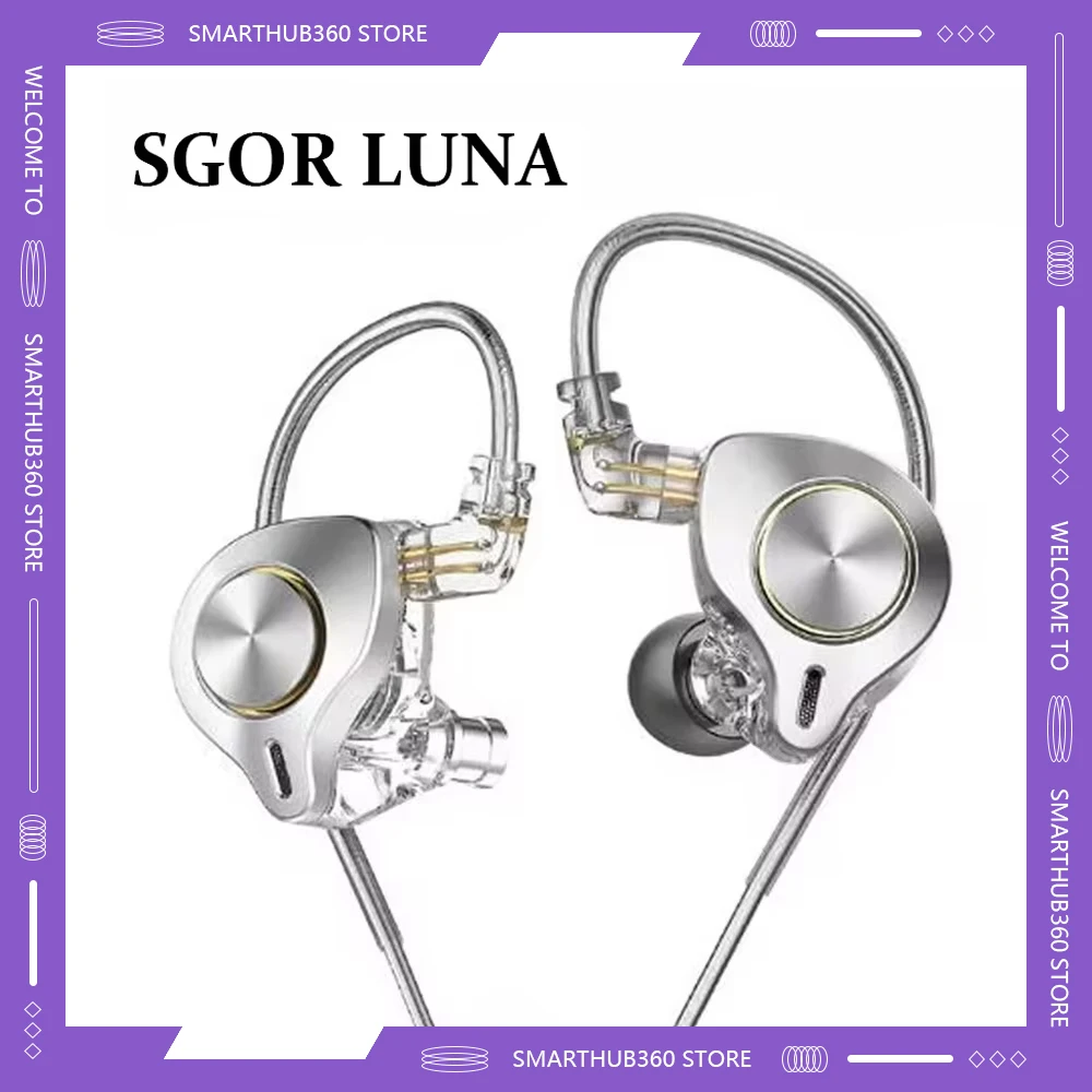 SGOR Luna HiFi Planar Driver Wired Music Headphones in Ear Earphone 13.5MM Type C USB C Bass Monitor Earbuds DJ Headset Gifts