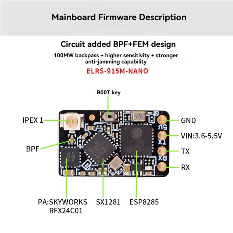SQPP-ELRS 915MHZ NANO Expresslrs Receiver SX1276+ESP8285 High Refresh Rate ELRS Receiver For RC FPV Traversing Drones Parts
