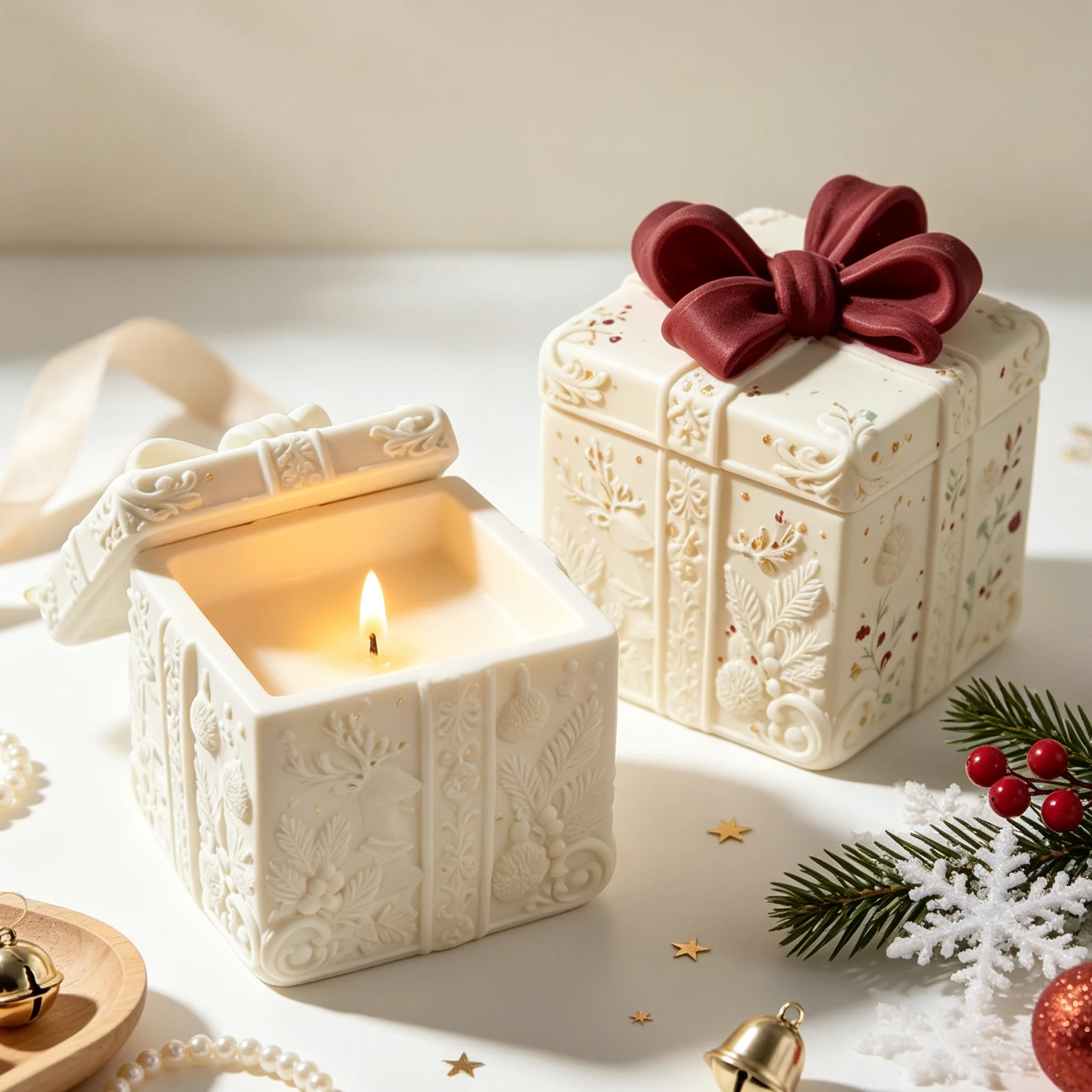 Christmas Gift Box Storage Box Silicone Mold DIY Epoxy Resin Plaster Aromatherapy Decor Craft Home Organizer Gift Making