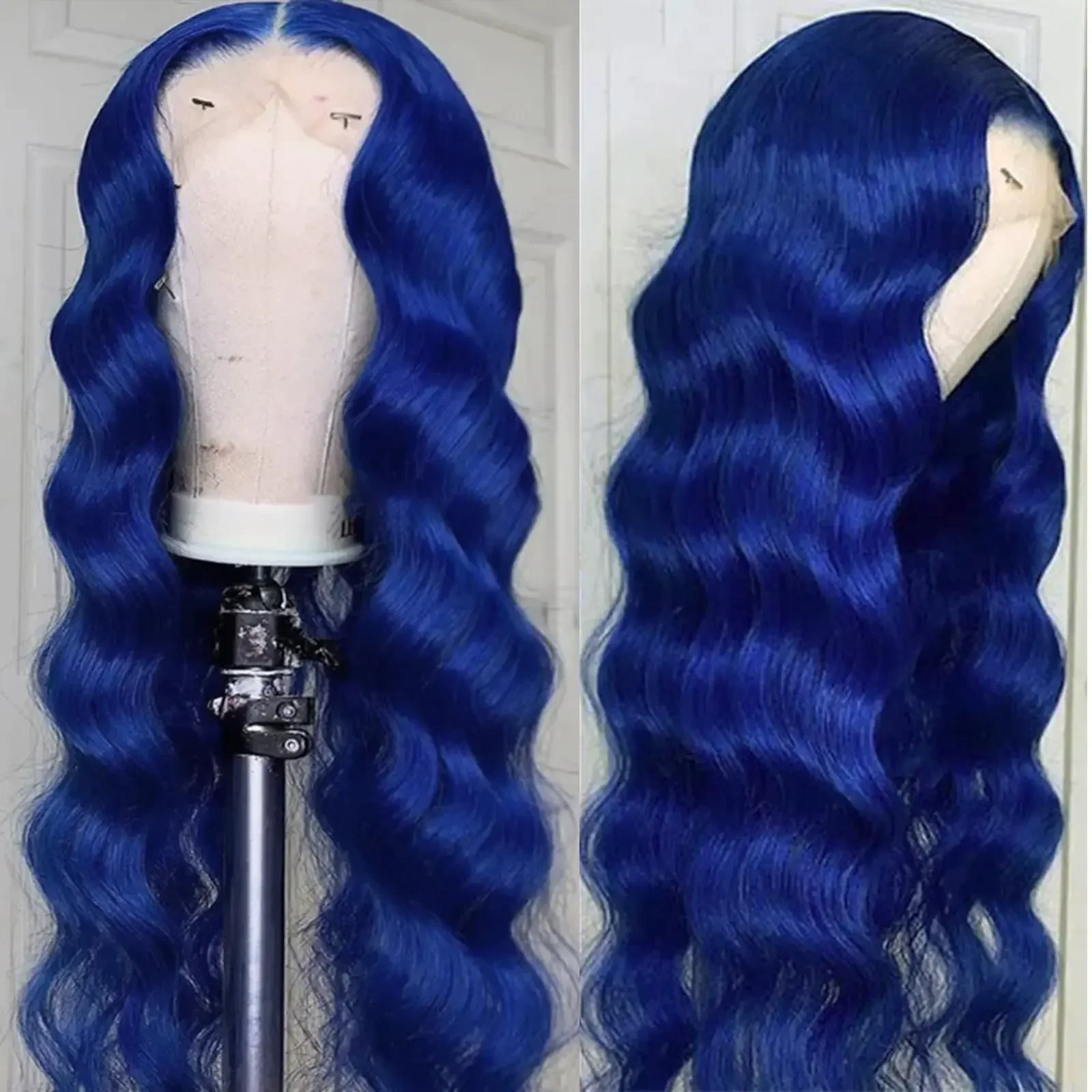 Parrucche frontali in pizzo 13x4 con onda del corpo di colore blu navy Parrucche per capelli umani Parrucche da indossare al 100% sono molto adatte per partecipare a banchetti HD
