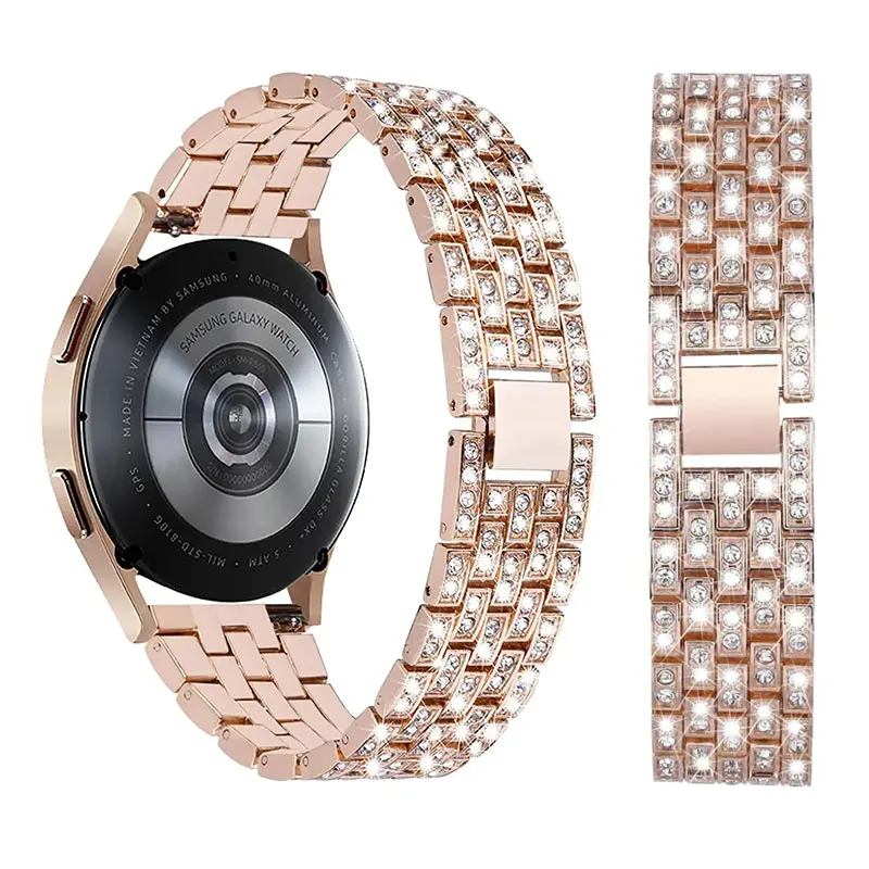 20mm 22mm Band for Samsung Galaxy Watch 7/6/5/pro/4/Classic 47mm/active 2 Gear s3 Metal Diamond bracelet Huawei GT/2/3 pro strap