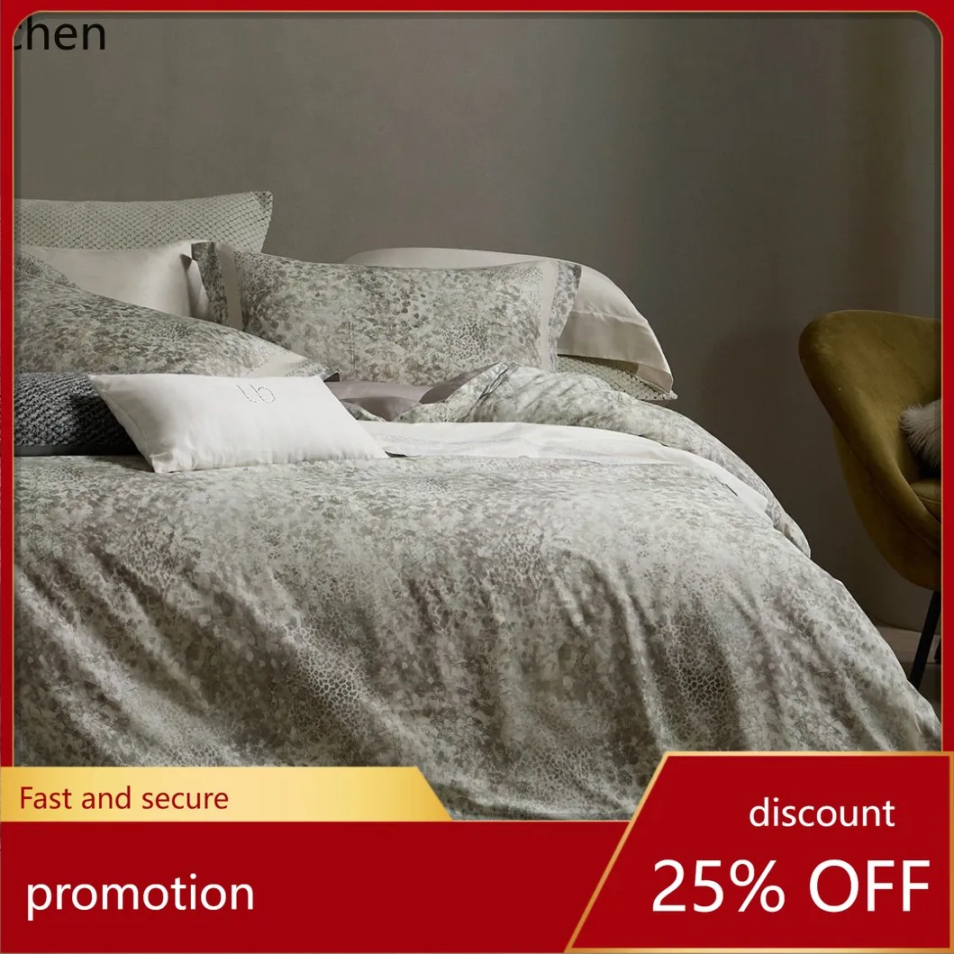 ZML Long-Staple Cotton Fashion Texture Digital Print Series Four-Piece Bedding Set