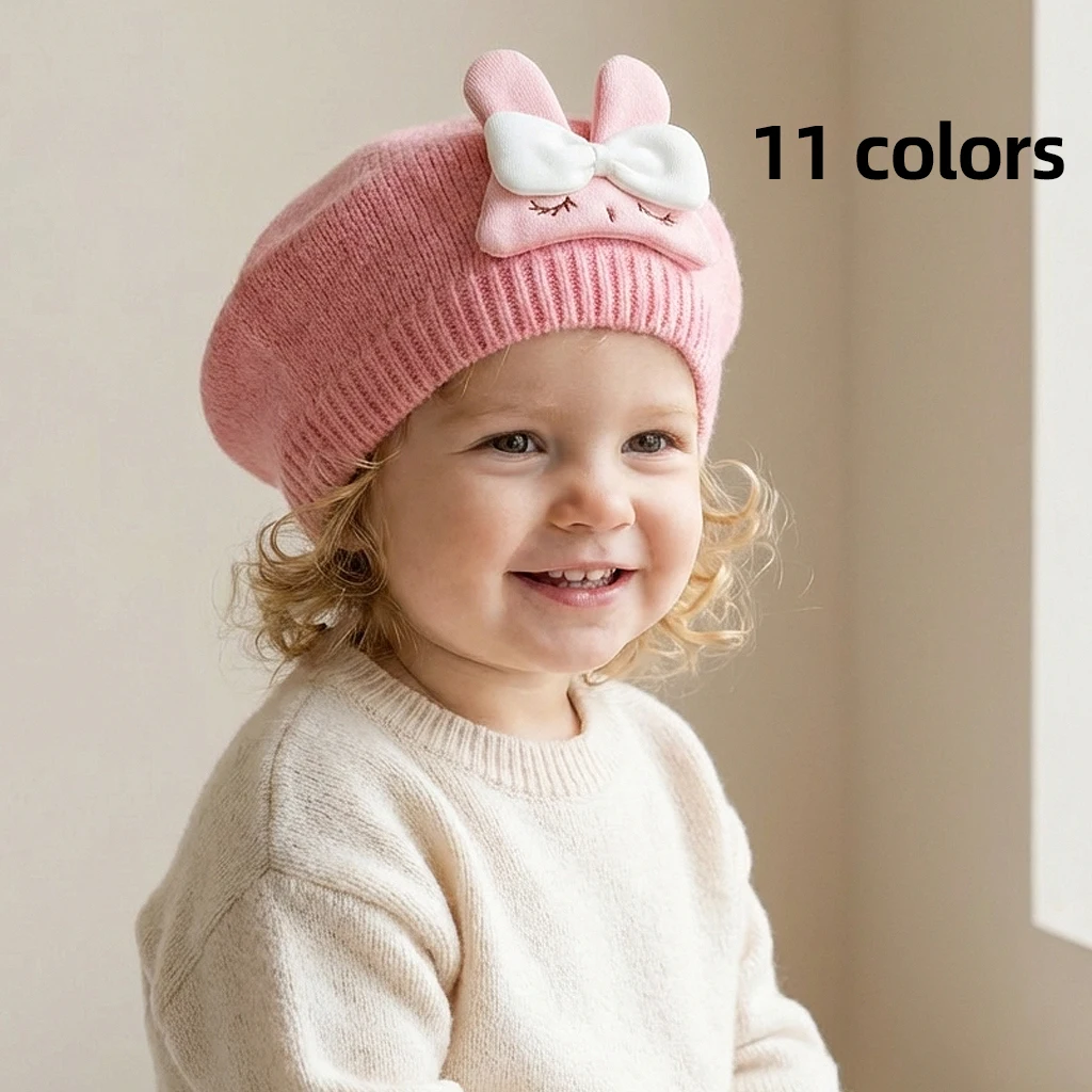 

New Baby Rabbit Beret Hat, Cute Spring and Autumn Cap for Baby's Fontanel, Children's Painter Hat