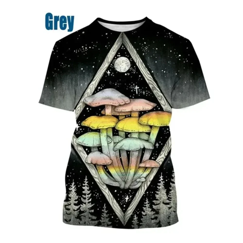 2025 حار الفطر ثلاثية الأبعاد الطباعة الرجال تي شيرت الصيف النبات نمط س الرقبة المحملة الأعلى الكرتون عادية عالية الجودة للجنسين قصيرة الأكمام