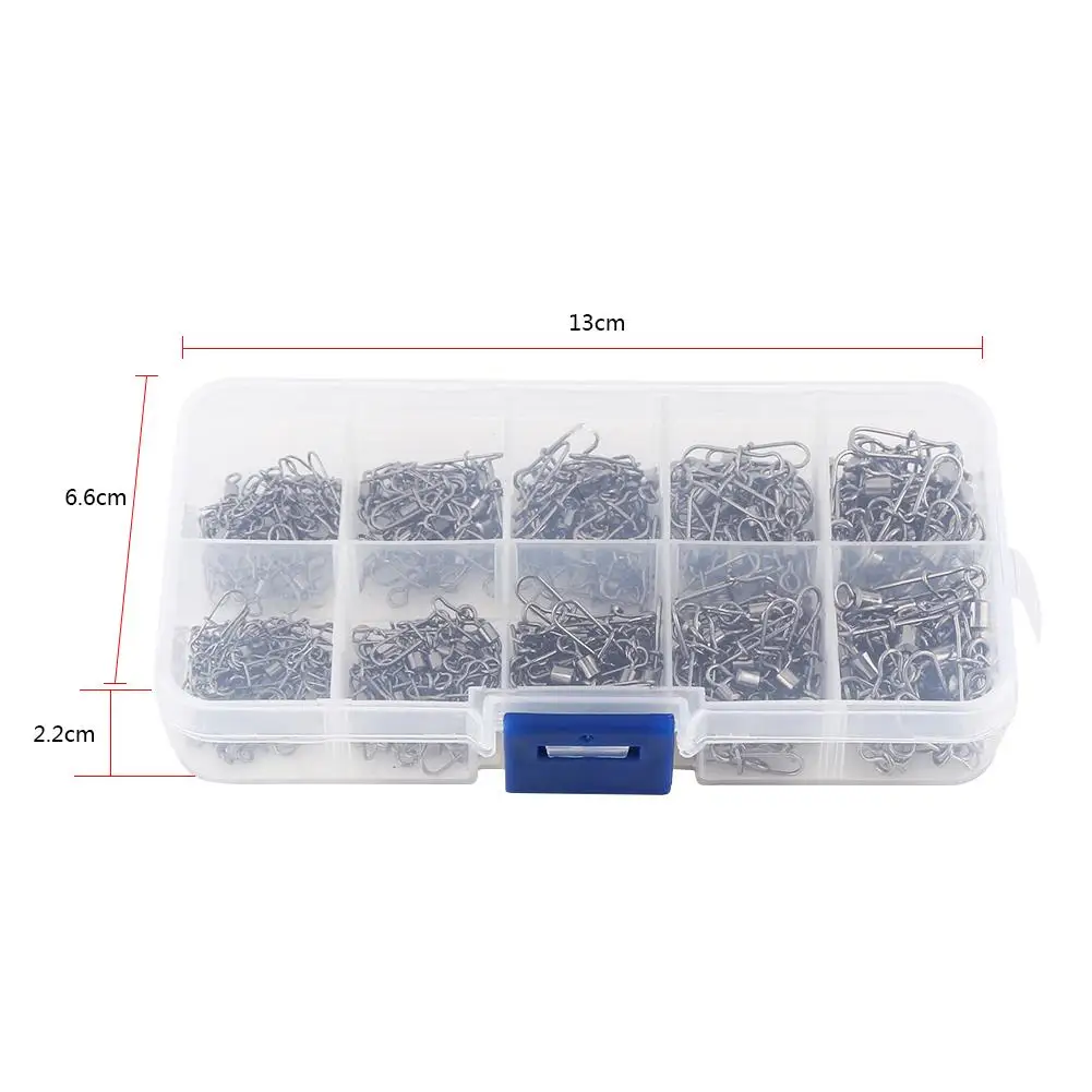 210PCS Fishing Rolling Swivels & Snap Connectors - Solid Barrel Rings for Line & Tackle - Sizes 2# 4# 5# 6# 8#