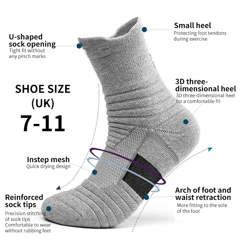 3Pairs Anti-slip Soccer Basketball Sport Socks Men Women Cotton Sock Short Long Tube Football Socks Breathable Deodorous Sock