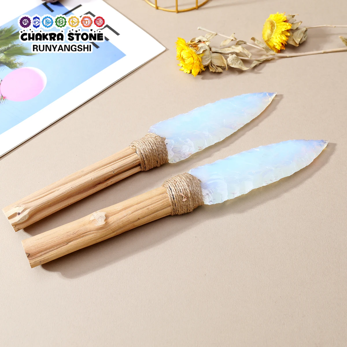 1PC Natural Crystal Opal Ceremonial Dagger Hand Knapped Natural Rough Crystal Knife Dragon Glass Mineral Rock Stone Point